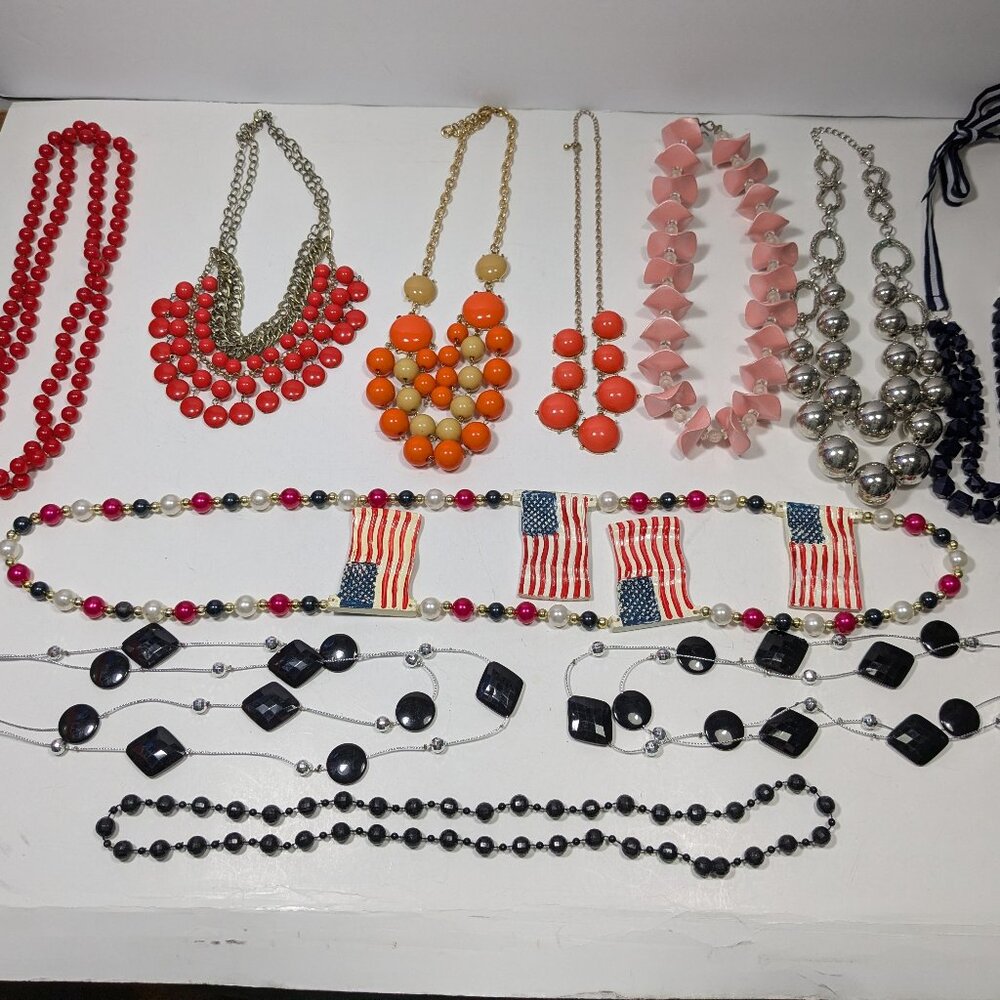 Beaded Statement Necklace Lot 11 Ready to Wear Fashion Jewelry Variety Colorful